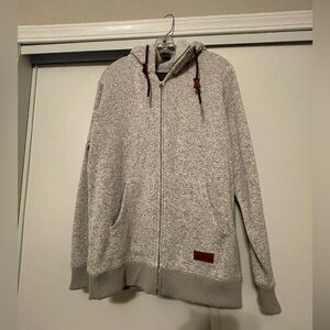 Men’s Quiksilver zip up knit hoodie size Medium - marled gray color - NWOT